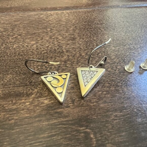 Brighton “Contempo Ice” Reversible Triangle Earrings – Silver + Crystal - Picture 6 of 11